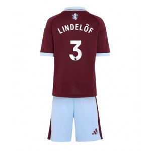 Aston Villa Victor Lindelof #3 Jalkapallovaatteet Lasten Kotipeliasu 2026-27 Lyhythihainen (+ Lyhyet housut)